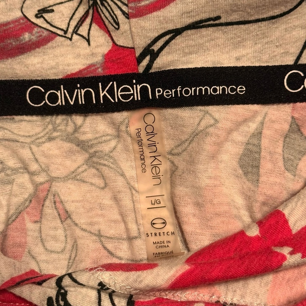 Calvin Klein Performance Floral Hoodie Women’s Large W Logo Athleisure Pullover - Picture 3 of 15
